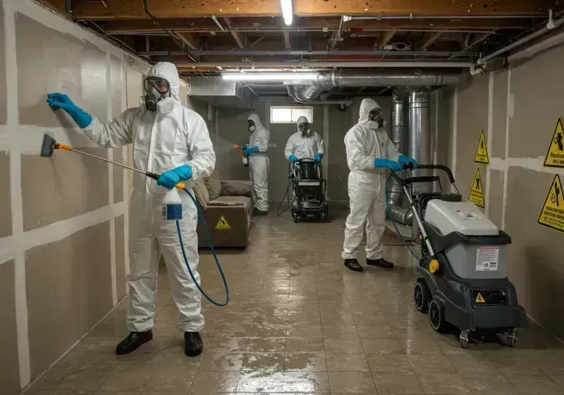 Basement Moisture Removal and Structural Drying process in New London, OH